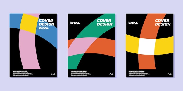 Moderno modello di copertina con linee di sovrapposizione dinamiche colorate