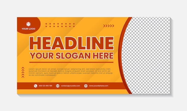 Moderno modello di design di banner a sfondo rosso-giallo a forma curva elegante