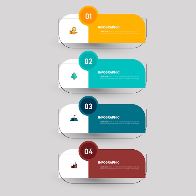 Moderno modello di infografica in quattro passaggi