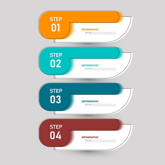 Moderno modello di infografica in quattro passaggi