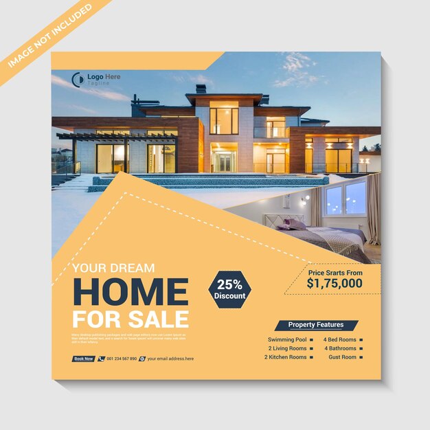Moderno modello di post e banner di Instagram per i social media immobiliari