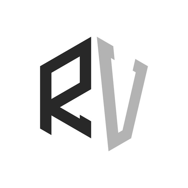 Moderno modello di progettazione del logo Hexagon Letter RV Elegante concetto iniziale del logo RV Letter