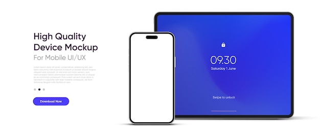 Moderno modello di tablet a vista anteriore e modello di smartphone e tablet di alta qualità isolato su bianco