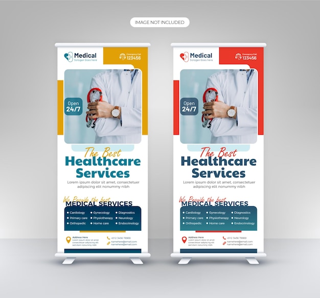 Moderno roll up assistenza sanitaria medica x bannerdoctor consulente di progettazione standee pull up template