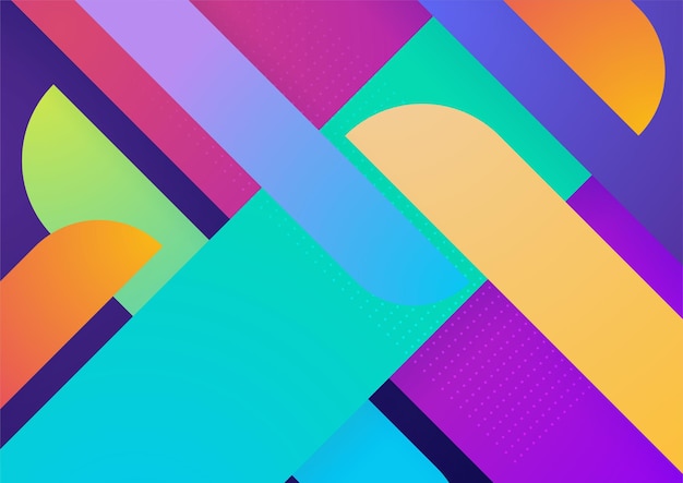 Moderno sfondo geometrico astratto blu colorato Tech con cerchio triangolare quadrato e forme geometriche Modello di sfondo del modello banner di disegno grafico astratto vettoriale