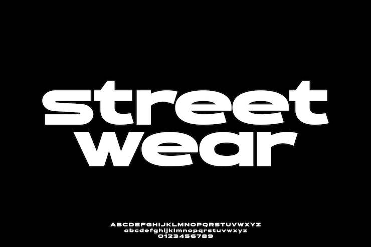 Vettore moderno stile di abbigliamento stradale alfabetico visualizzazione del carattere vettoriale carattere urbano di tendenza