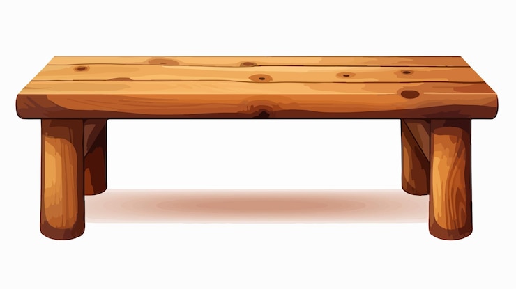 Vettore moderno tavolo di legno per sedersi su uno sfondo bianco