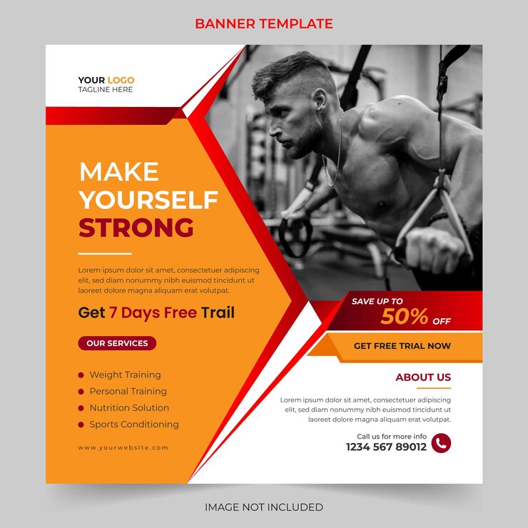 Modificabile fitness palestra allenamento sport yoga post sui social media e modello di banner web
