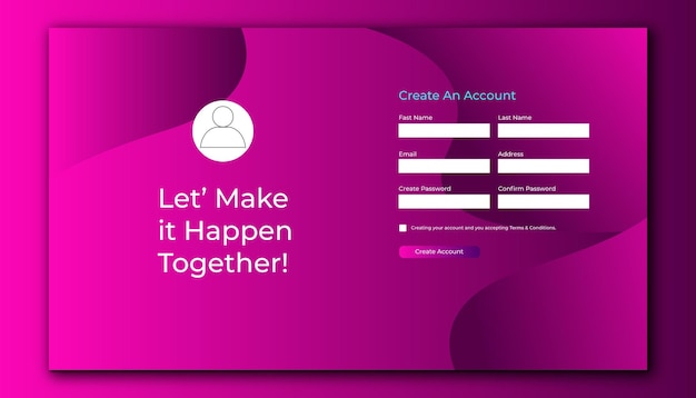 Modulo di iscrizione al sito web di Vector o modulo di registrazione al sito web