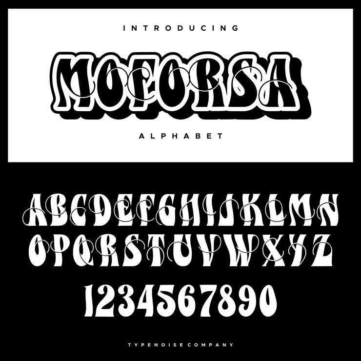 Vettore moforsa flourishes carattere di visualizzazione delle lettere