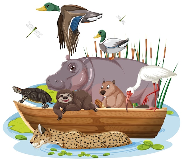 Molti animali sulla barca