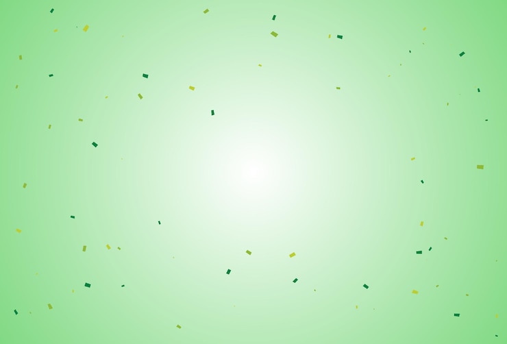 Vettore molti confetti verdi che cadono e nastro sullo sfondo illustrazione vettoriale della festa di celebrazione