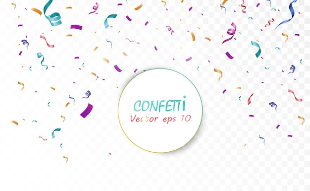 Molti piccoli coriandoli e nastri colorati