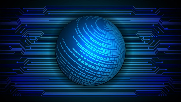 mondo circuito binario tecnologia futura blue hud concetto di sicurezza informatica background