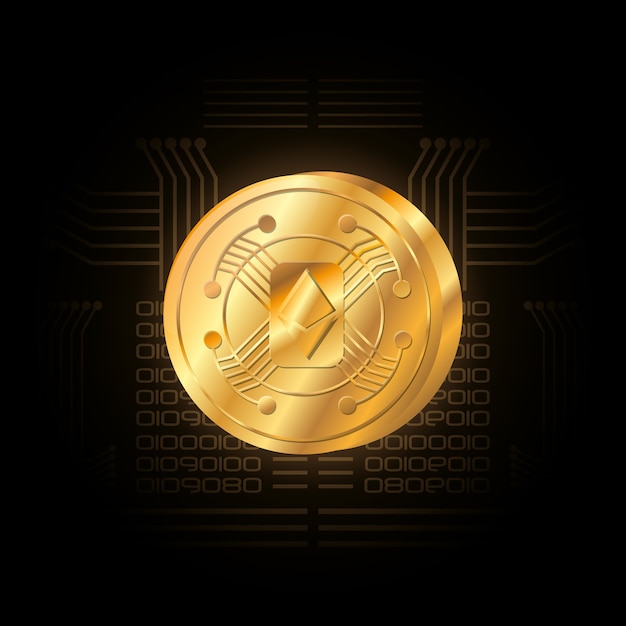 moneta d&#39;oro dell&#39;icona ethereum