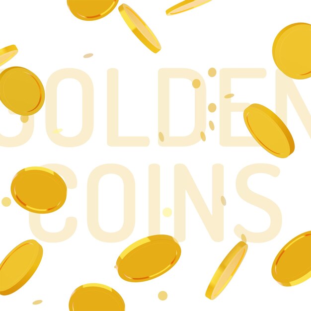 Monete d'oro che cadono illustrazione cornice quadrata