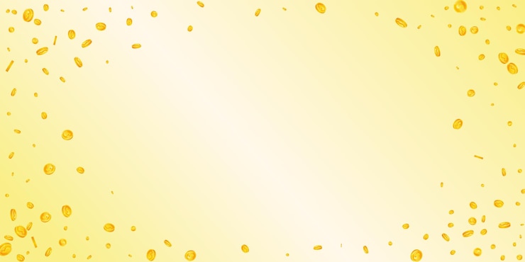 Vettore monete del dollaro americano che cadono monete usd sparse vivaci denaro usa bizzarro jackpot ricchezza o concetto di successo illustrazione vettoriale
