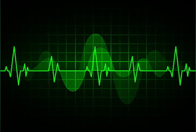 Monitor a cuore verde con segnale. Battito cardiaco. icona dell&#39;onda di ekg