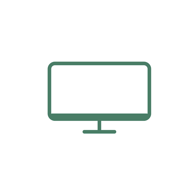 Monitor di computer con modelli di progettazione vettoriale delle icone della CPU