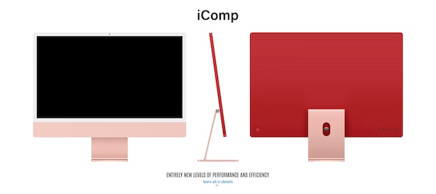 monitor di computer con schermo nero isolato su sfondo bianco modello di display per l'unità di sistema