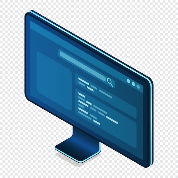 Monitor isometrico Monitor del computer desktop isometrico Monitor moderno Illustrazione vettoriale