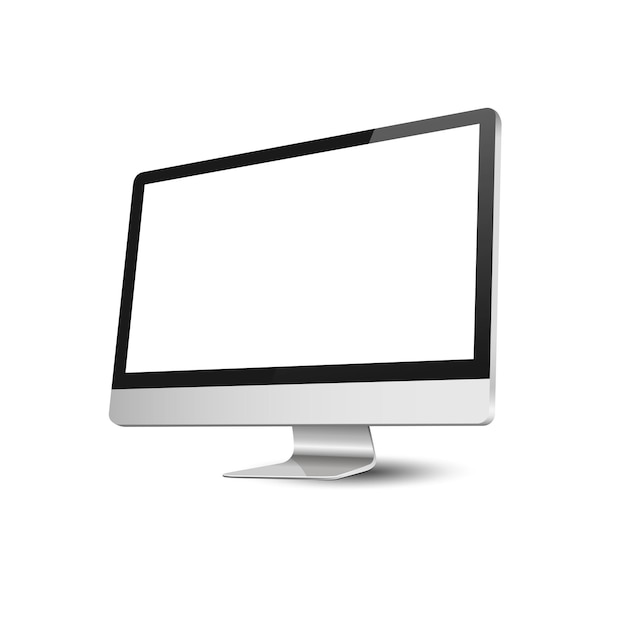 Monitor moderno realistico su sfondo bianco