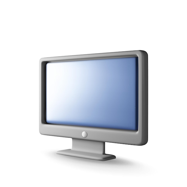 Monitor PC nero 3D con schermo vuoto isolato