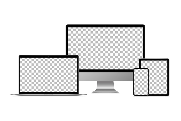 Monitor realistico computer portatile tablet e smartphone