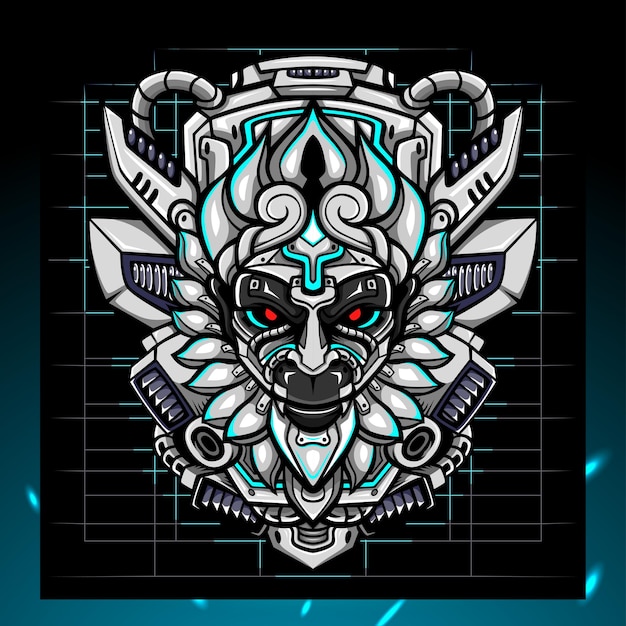 Monkey king head mecha esport logo design