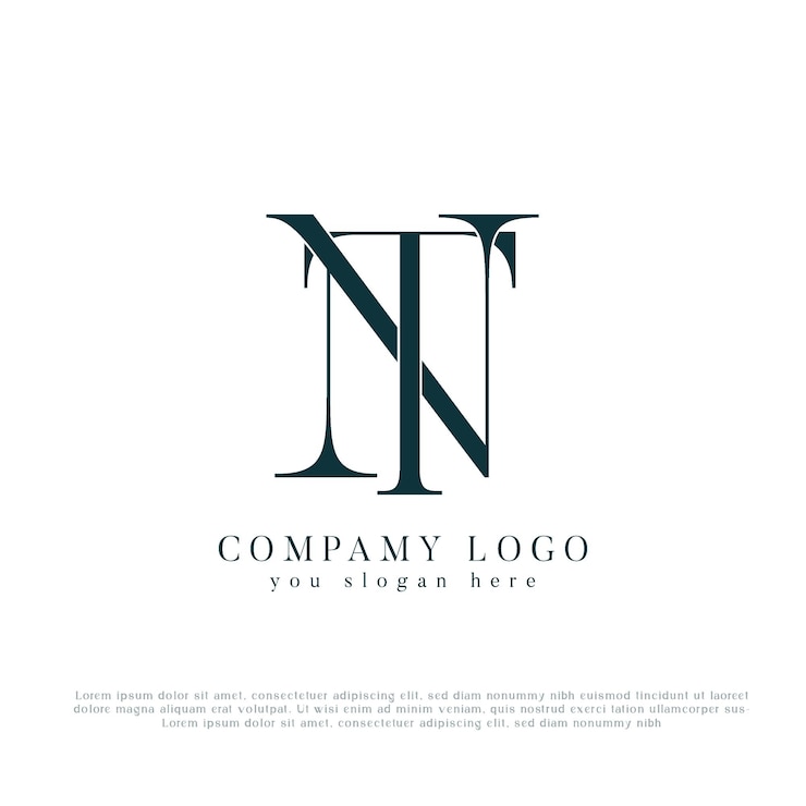 Vettore monogramma del logo nt design creativo del logo delle lettere