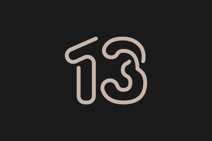 Vettore monogramma del logo numero 13 stile della linea del logo numero 13 utilizzabile per loghi di anniversario e aziendali