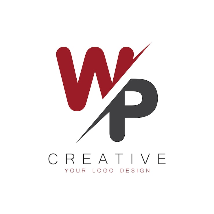 Vettore monogramma iniziale wp con logo creativo delle lettere
