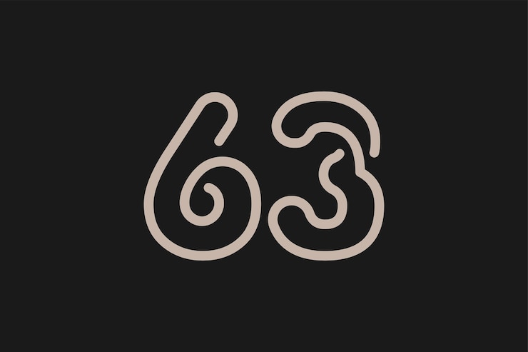 Vettore monogramma logo numero 63 stile linea logo numero 63 utilizzabile per loghi anniversario e aziendali