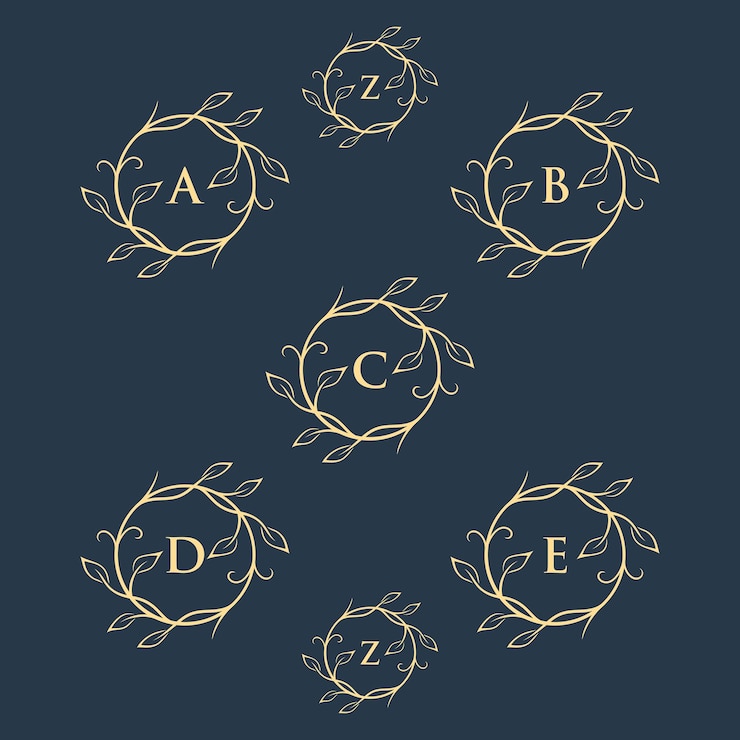 Vettore monogramma vintage cerchio isolatolusso monogramma lusso dorato cerchio dorato fiore dorato