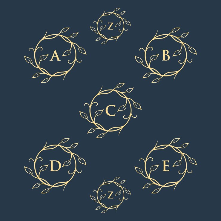 Vettore monogramma vintage cerchio isolatolusso monogramma lusso dorato cerchio dorato fiore dorato