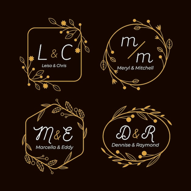 Monogrammi calligrafici di nozze d'oro
