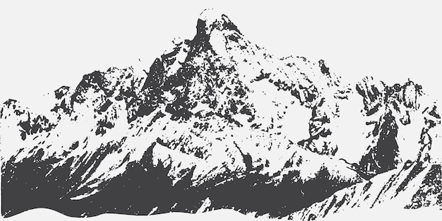 Montagna con effetto di punto a mezza tonalità per il design di collage grunge punk y2k Un tumulo con un brutalista