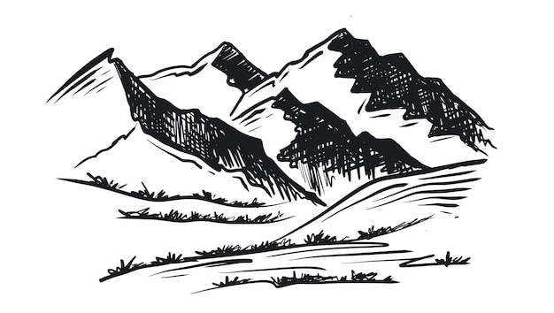 Montagne del paesaggio Illustrazione disegnata a mano