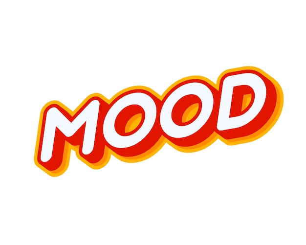 Mood Good Mood lettering isolato su bianco colorato effetto testo disegno vettoriale Testo o iscrizioni in inglese Il design moderno e creativo ha colori giallo arancio rosso