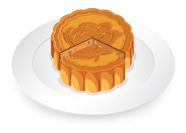 Mooncake isolato su piatto bianco