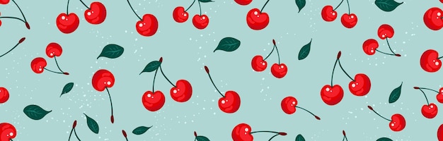 morbido sfondo a motivi geometrici con illustrazione di foglie di frutta ciliegia tessuto sullo sfondo del modello di frutta