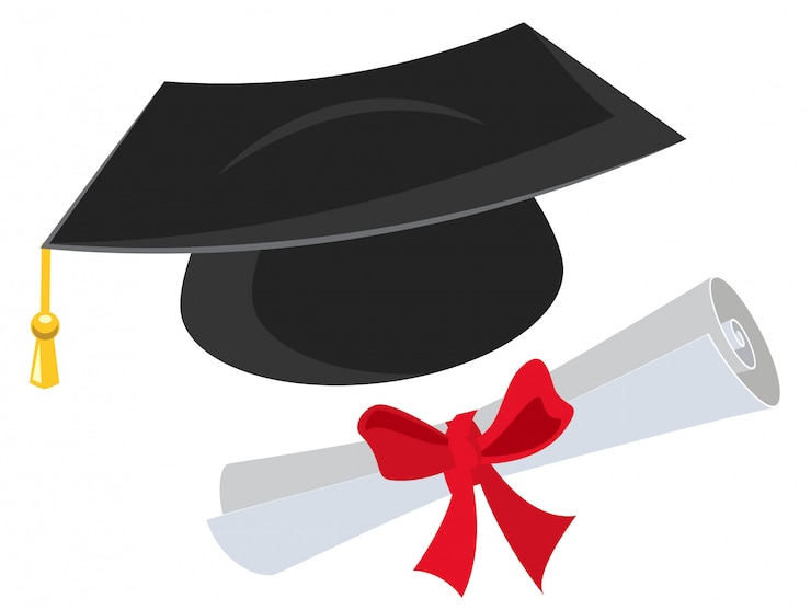 Vettore mortarboard e diploma