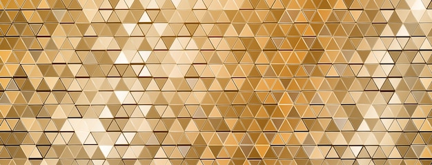 Mosaico astratto di piastrelle triangolari specchiate lucide in colori dorati