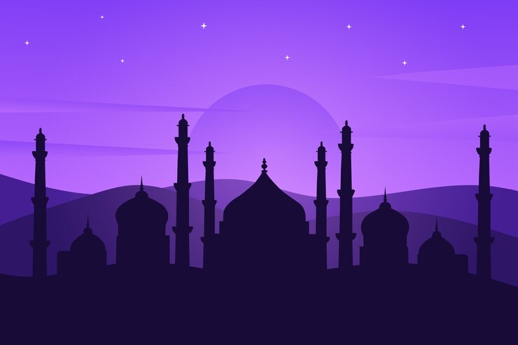 moschea paesaggistica nel deserto che sembra bellissima in viola