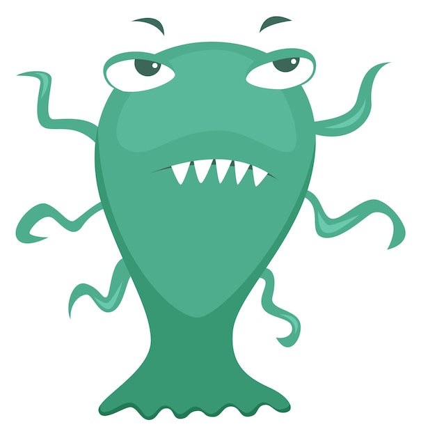 Mostro di malattia divertente Carattere di microbo cartone animato verde