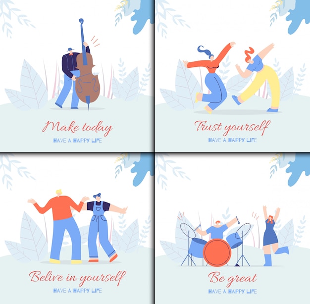 Motivare da soli musica piatta Set di carte colorate