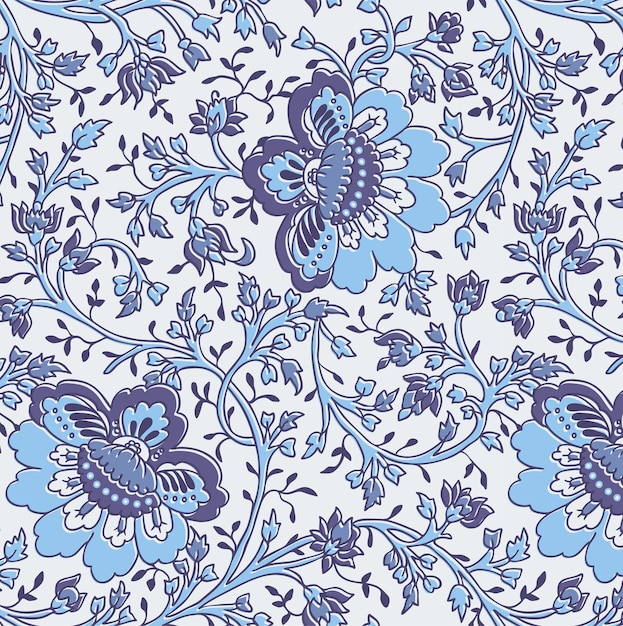 Motivi floreali senza soluzione di continuità Sfondi di fiori etnici vintage e ornamenti di bordi