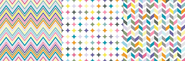 Motivi geometrici senza cuciture con strisce e cerchi multicolori in colori pastello