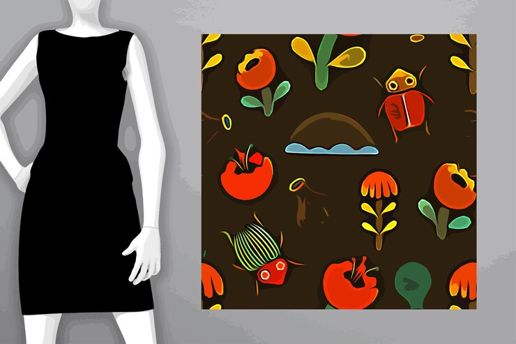 Vettore motivi tessili e carta da parati un'illustrazione digitale stampabile funziona con motivi floreali