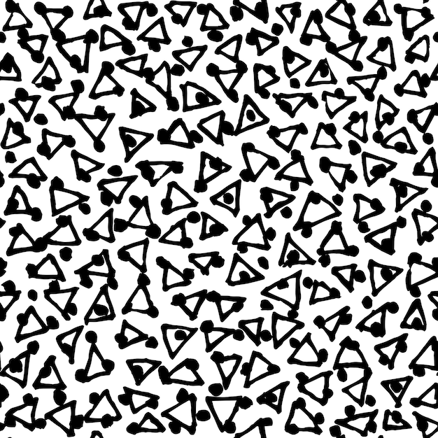 Motivo a triangoli neri irregolari Stampa grafica disegnata a mano senza cuciture Illustrazione vettoriale caotica